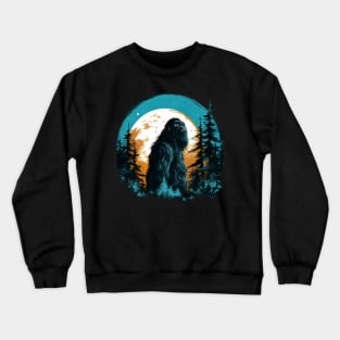Retro Sasquatch Silhouette And Moon Bigfoot Crewneck Sweatshirt